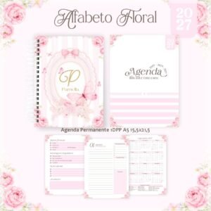 Encadernação Agenda , Bloquinho , Calendário E Planner Alfabeto Floral