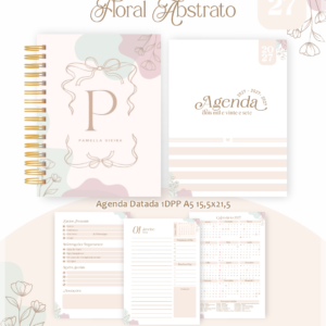 Encadernação Agenda , Bloquinho , Calendário E Planner Floral Abstrato