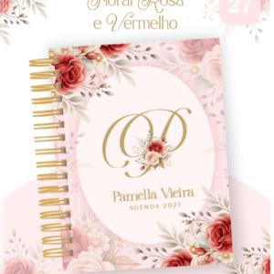 Encadernação Agenda , Bloquinho , Calendário E Planner Floral Vermelho