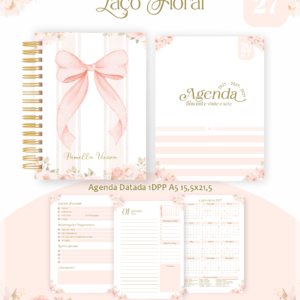 Encadernação Agenda , Bloquinho , Calendário E Planner Laço Floral
