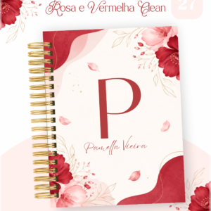 Encadernação Agenda , Bloquinho , Calendário E Planner Rosa E Vermelha Clean