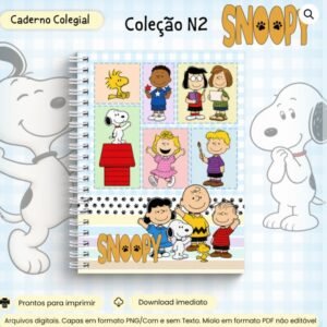 Encadernação Caderno Colegial Colecão Snoopy N2