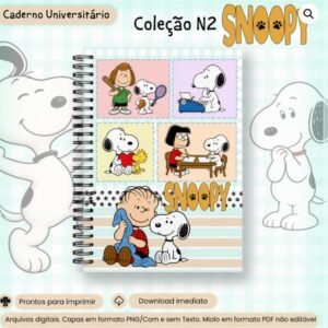 Encadernação Caderno Universitário Colecão Snoopy N2