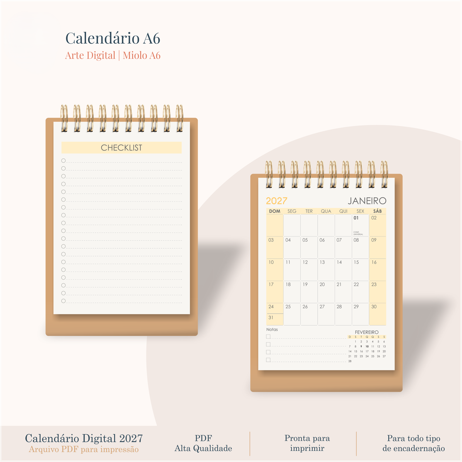 Encadernação Calendários A6 Retrato