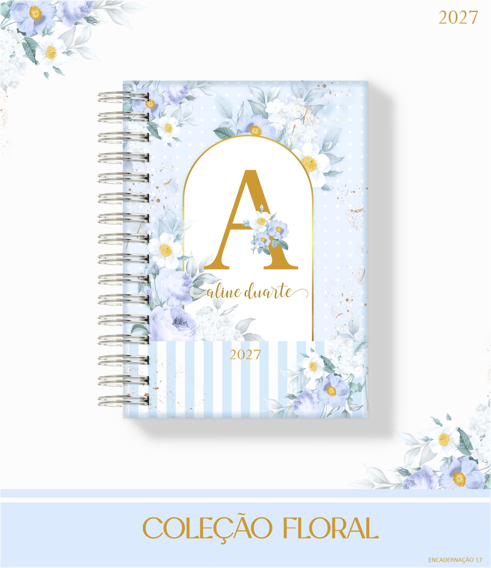 Encadernação Coleção Enc 17 Floral Azul