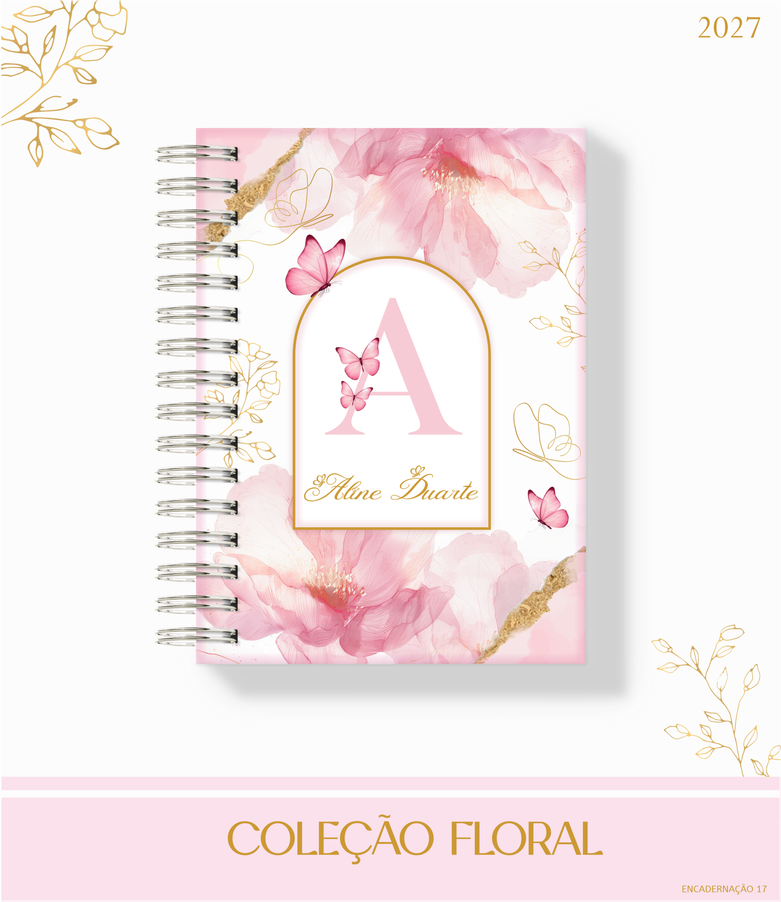Encadernação Coleção Enc 17 Floral Rosa