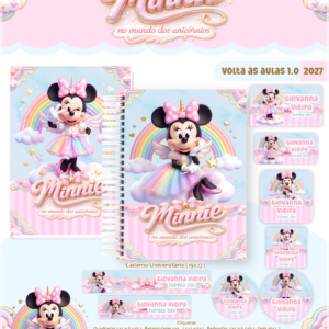 Encadernação Coleção Escolar 1.0 Minnie Unicórnio