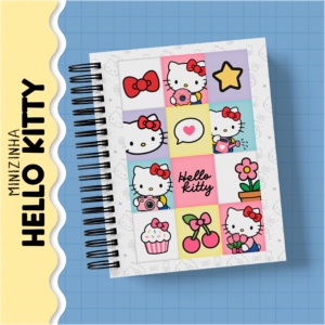 Encadernação Coleção Hello Kitty Azul (Caderno,Bloco A6,Bloco95x95,Caneca E Botton)