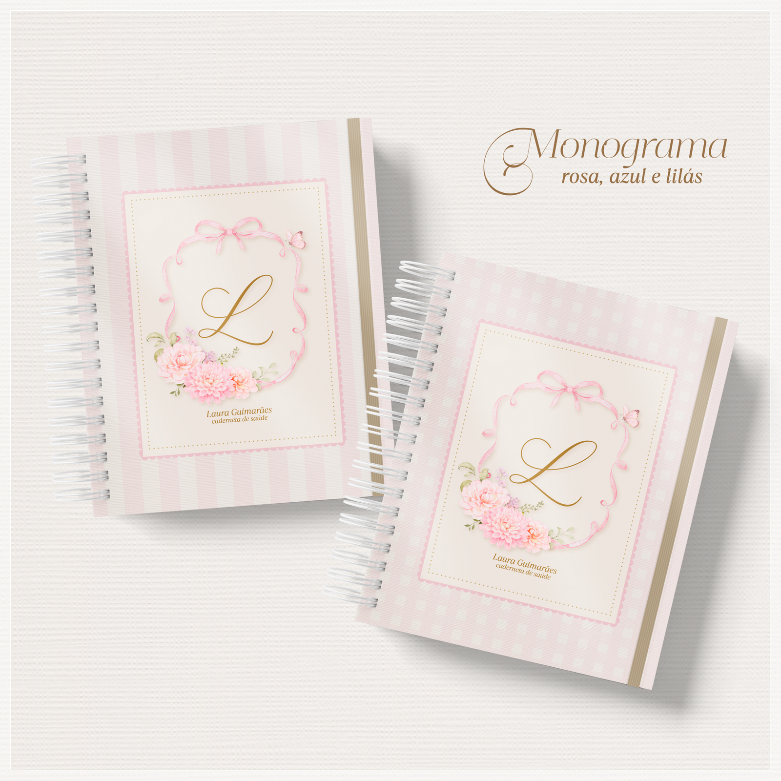 Encadernação Monograma Menina Combo Maternidade Capas , Miolo , Caneca E Cartão Sus