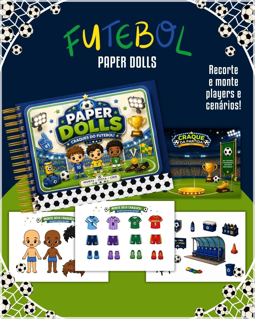 Encadernação Paper Dolls Futebol