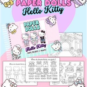 Encadernação Paper Dolls Colorir Hello Kitty