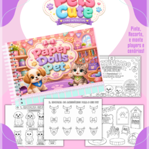 Encadernação Paper Dolls Colorir Pets Cute