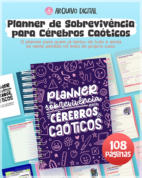 Encadernação Planner De Sobrevivência Para Cérebros Caóticos