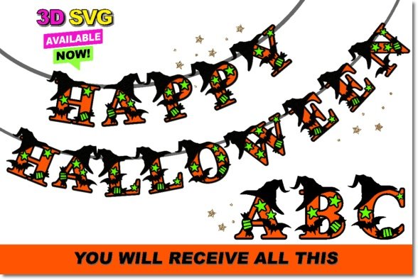Arquivo De Corte Alfabeto Alfabeto 3D Halloween 3