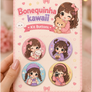 Arquivo De Corte Bottons Bonequinha Kawaii 77