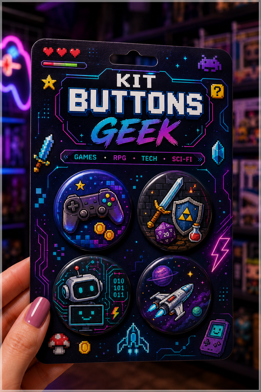 Arquivo De Corte Bottons Geek 4