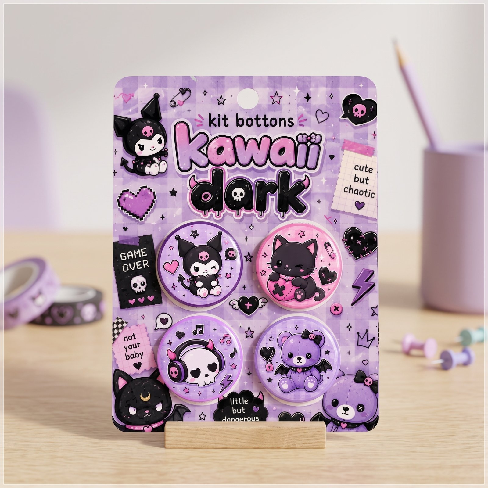 Arquivo De Corte Bottons Kuromi Kawaii 40