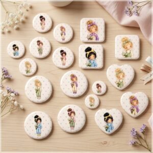 Arquivo De Corte Bottons Meninas Teen 25mm 32mm 38mm 44mm 55mm 58mm 9