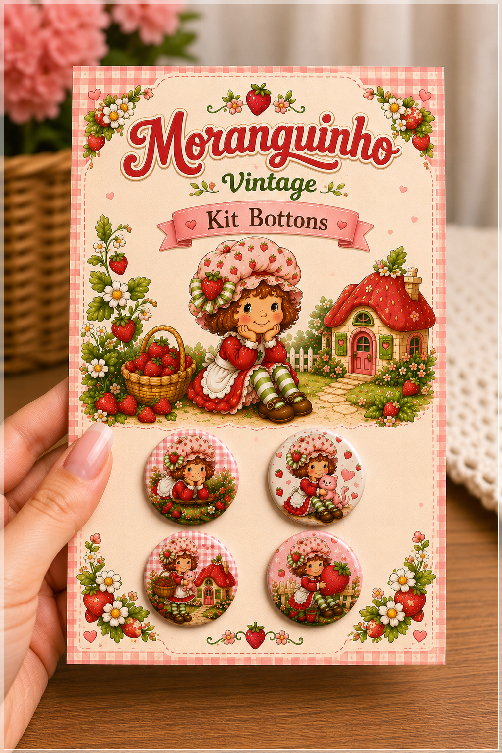 Arquivo De Corte Bottons Moranguinho Vintage 91