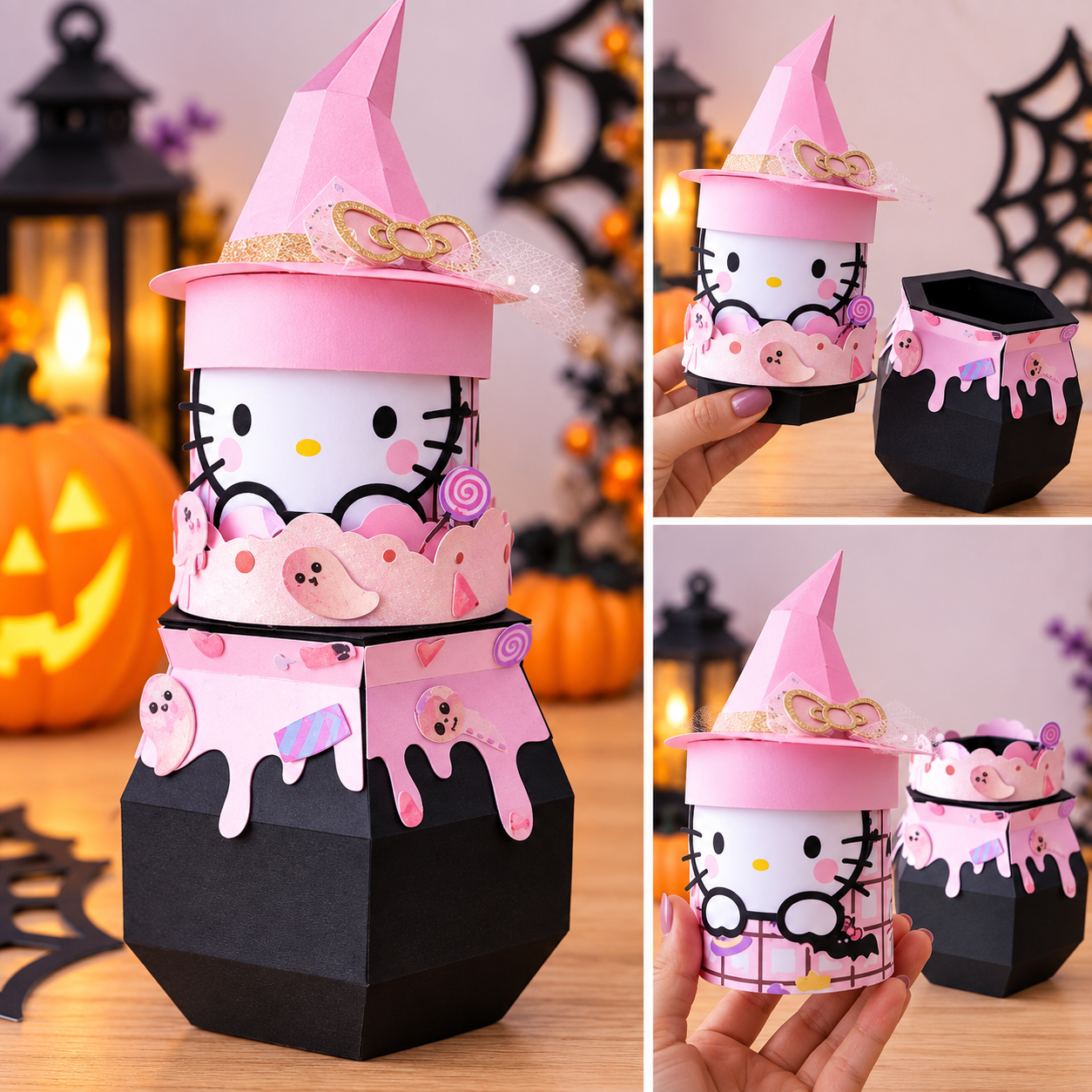Arquivo De Corte Caixa Caldeirão De Bruxa Hello Kitty Halloween 3