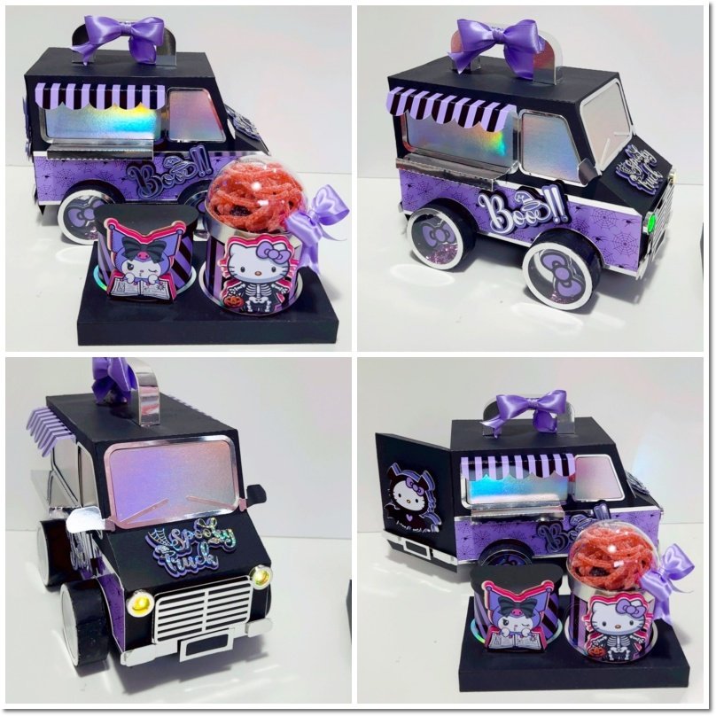 Arquivo De Corte Caixa Carro De Sorvete Hello Kitty Kuromi Halloween 4