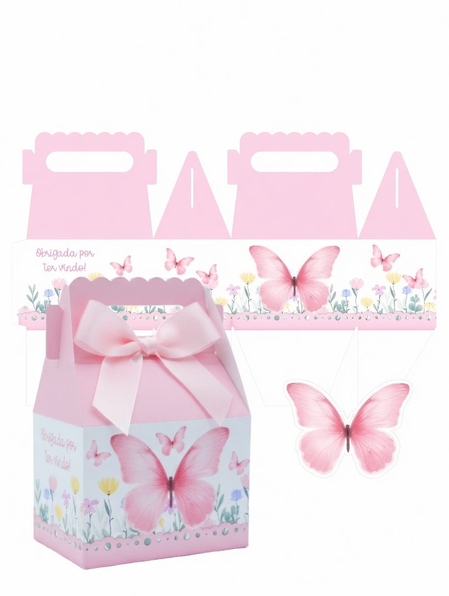 Arquivo De Corte Caixa Maleta Com Alça Jardim Borboleta Clean 15