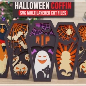 Arquivo De Corte Caixão Cemitério Coffin 3D Halloween EPS 1