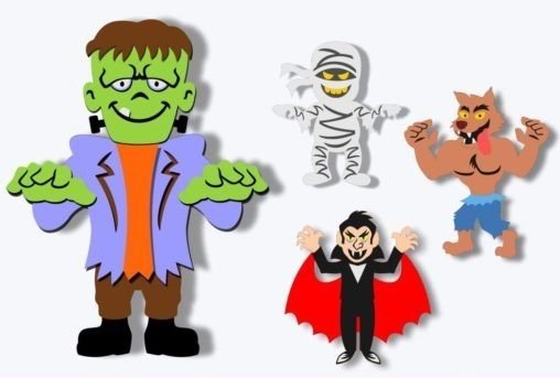 Arquivo De Corte Camadas Personagens Monstros 3D Halloween 6