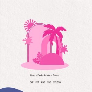 Arquivo De Corte Cenário Para Topo De Bolo Praia Pool Party 14