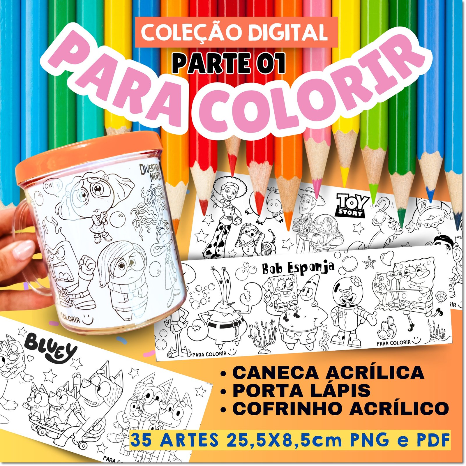 Arquivo De Corte Cx Diversão Colorir Canecas Rosqueável Colorir Dia Das Crianças 3