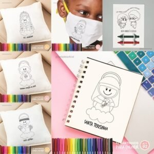 Arquivo De Corte Cx Diversão Colorir Kit Colorir Santinho + Card Santa Ideia Crianças Dia Das Crianças 2