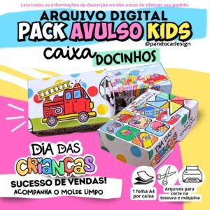 Arquivo De Corte Cx Doces Pack Avulso Kids Caixa Docinhos Dia Das Crianças 2
