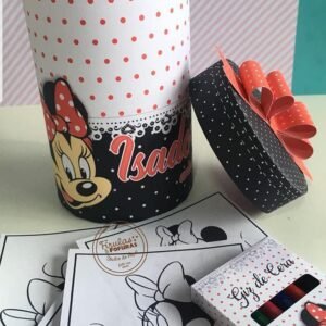 Arquivo De Corte Cx Multiuso Caixa Cilindro Livro Minnie Vermelha Dia Das Crianças 1