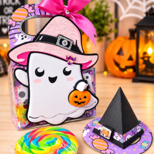 Arquivo De Corte Kit Combo Caixa Fantasma Chapéu De Bruxa Halloween 1