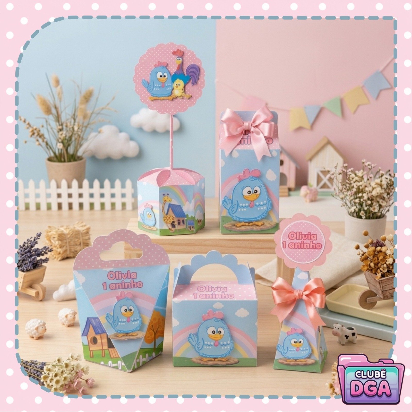 Arquivo De Corte Kit Festa Galinha Pintadinha Mini Rosa 2