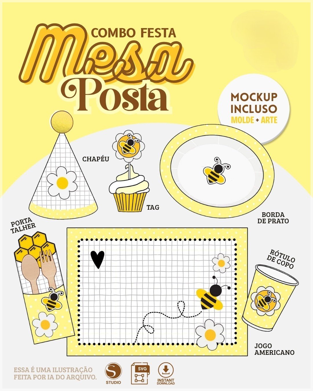Arquivo De Corte Kit Mesa Posta Abelhinha 36