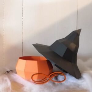 Arquivo De Corte Low Poly 3D Pumpkin Hat Box Halloween 1
