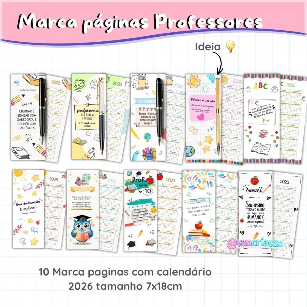 Arquivo De Corte Marca Pagina Dia Dos Professores Com Calendário 26 1