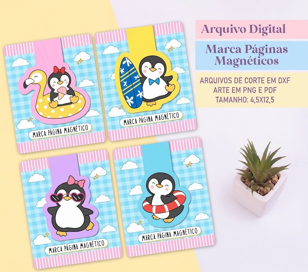 Arquivo De Corte Marca Pagina Pinguins