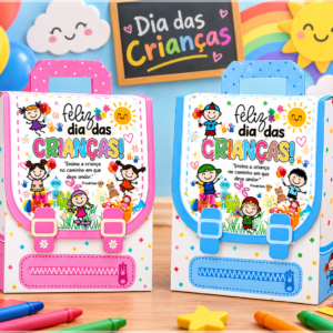 Arquivo De Corte Mochila Dia Das Crianças Rosa E Azul 37