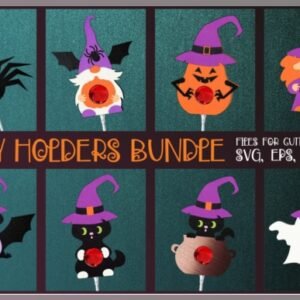 Arquivo De Corte Pirulito Lolly Holders Templates Bundle Halloween EPS 5