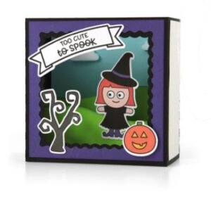 Arquivo De Corte Quadro ShadowBox Shadow Box Card Scene Witch Halloween 10