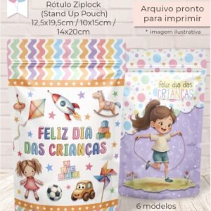 Arquivo De Corte Rótulo Ziplock Saquinho Dia Das Crianças 1