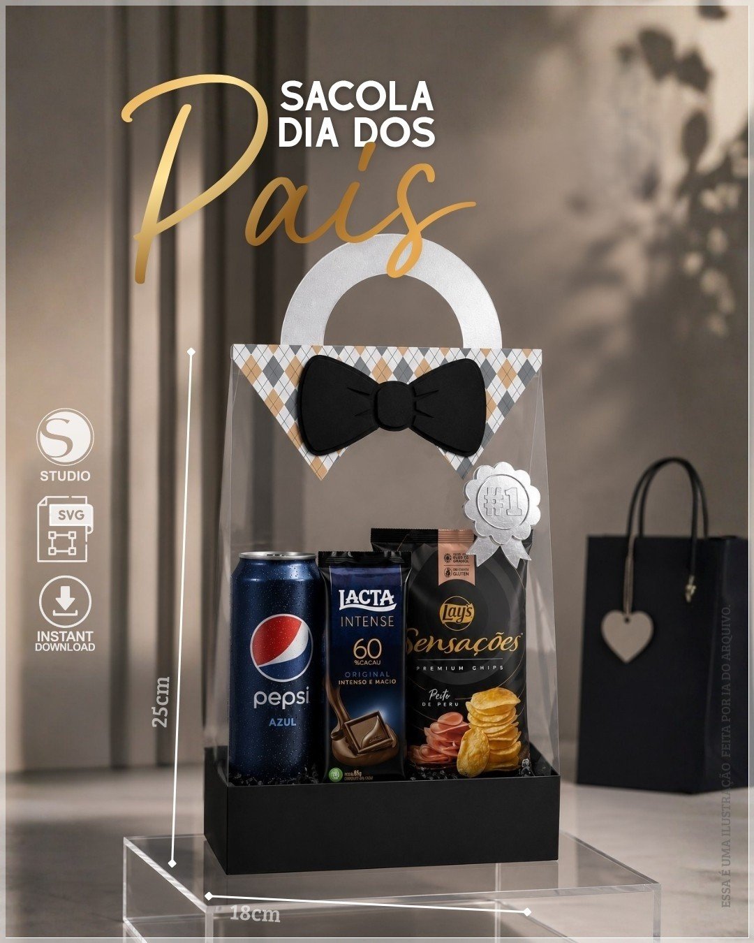 Arquivo De Corte Sacolinha Preta Acetato Dia Dos Pais 5