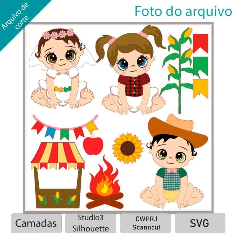Arquivo De Corte Topo De Bolo Arraiá Bebê Baby Festa Junina São João 1