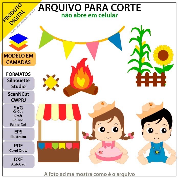 Arquivo De Corte Topo De Bolo Arraiá Bebê Baby Festa Junina São João 21