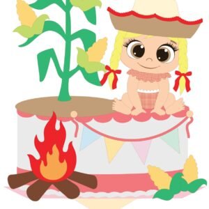 Arquivo De Corte Topo De Bolo Arraia Festa Junina São João Bebê Baby Menina 6