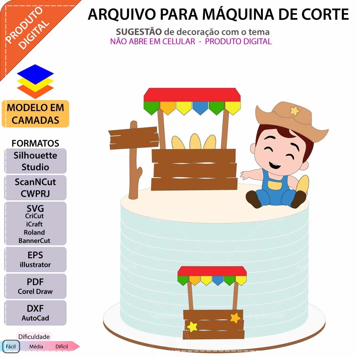 Arquivo De Corte Topo De Bolo Arraia Festa Junina São João Bebê Baby Menino 12