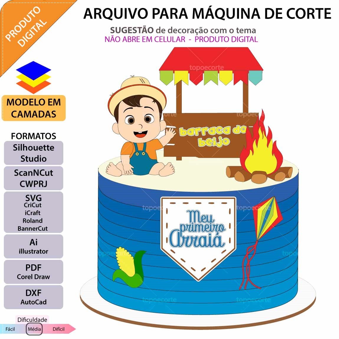 Arquivo De Corte Topo De Bolo Arraia Festa Junina São João Bebê Baby Menino 21