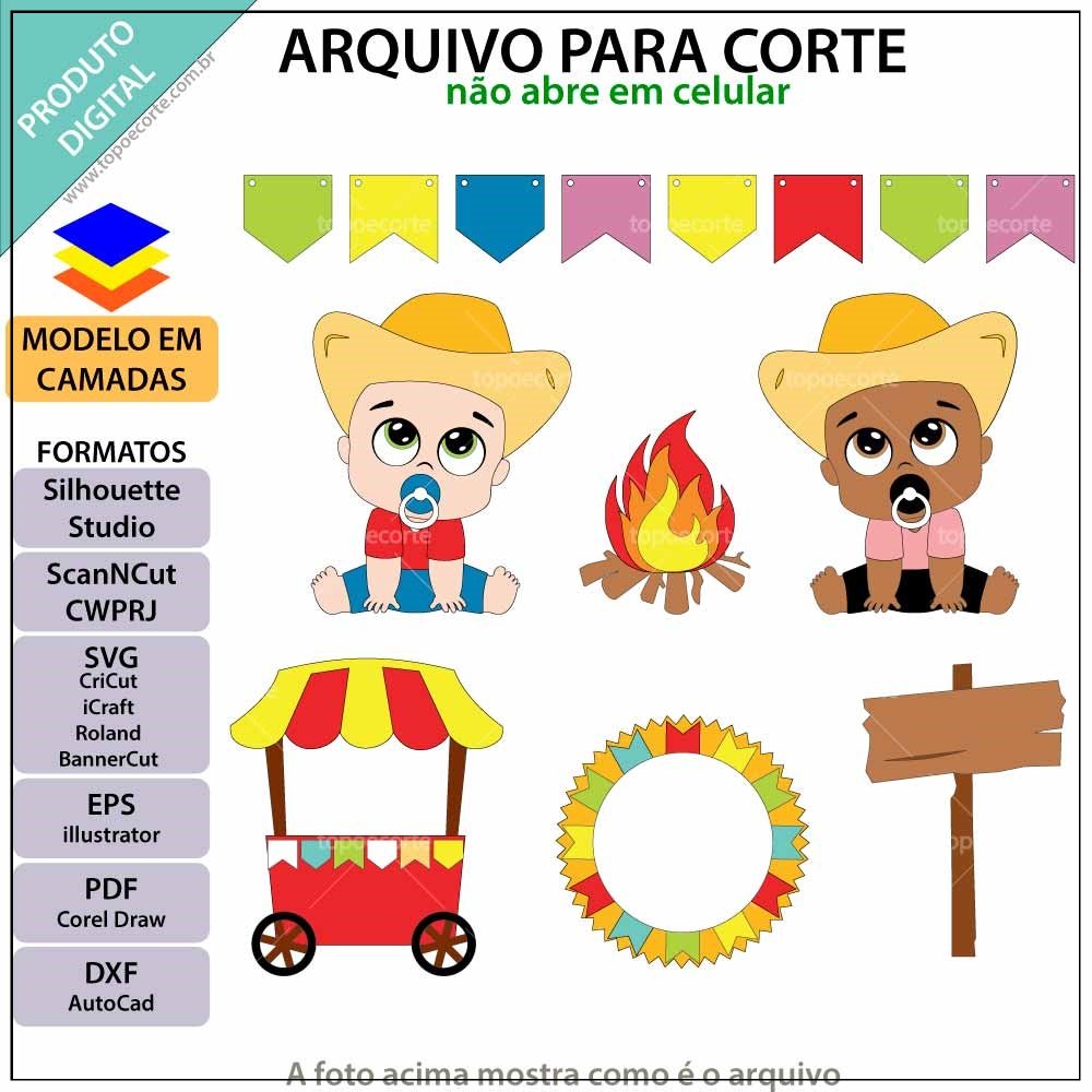 Arquivo De Corte Topo De Bolo Arraia Festa Junina São João Bebê Baby Menino 43